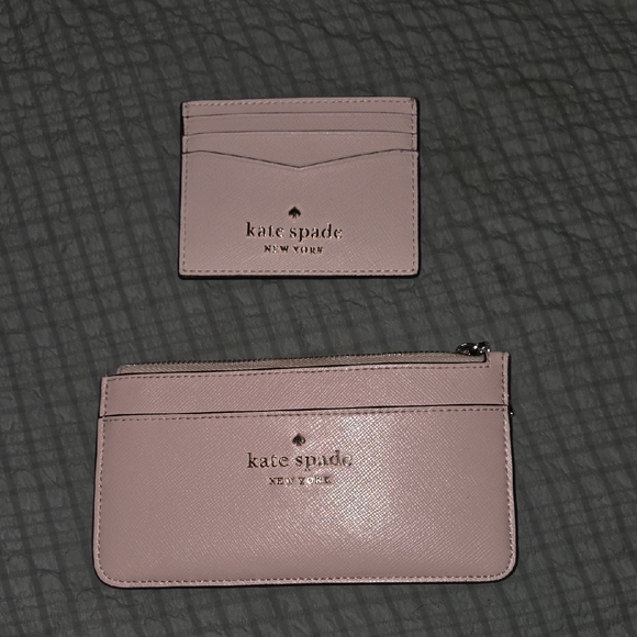KATE SPADE PINK STACI CARDHOLDER AND ZIPPERED CARD HOLDER GREAT USED CONDITION - Picture 1 of 9